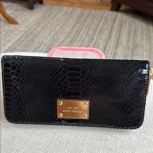 Michael Kors Black Wallet with Snakeskin Texture